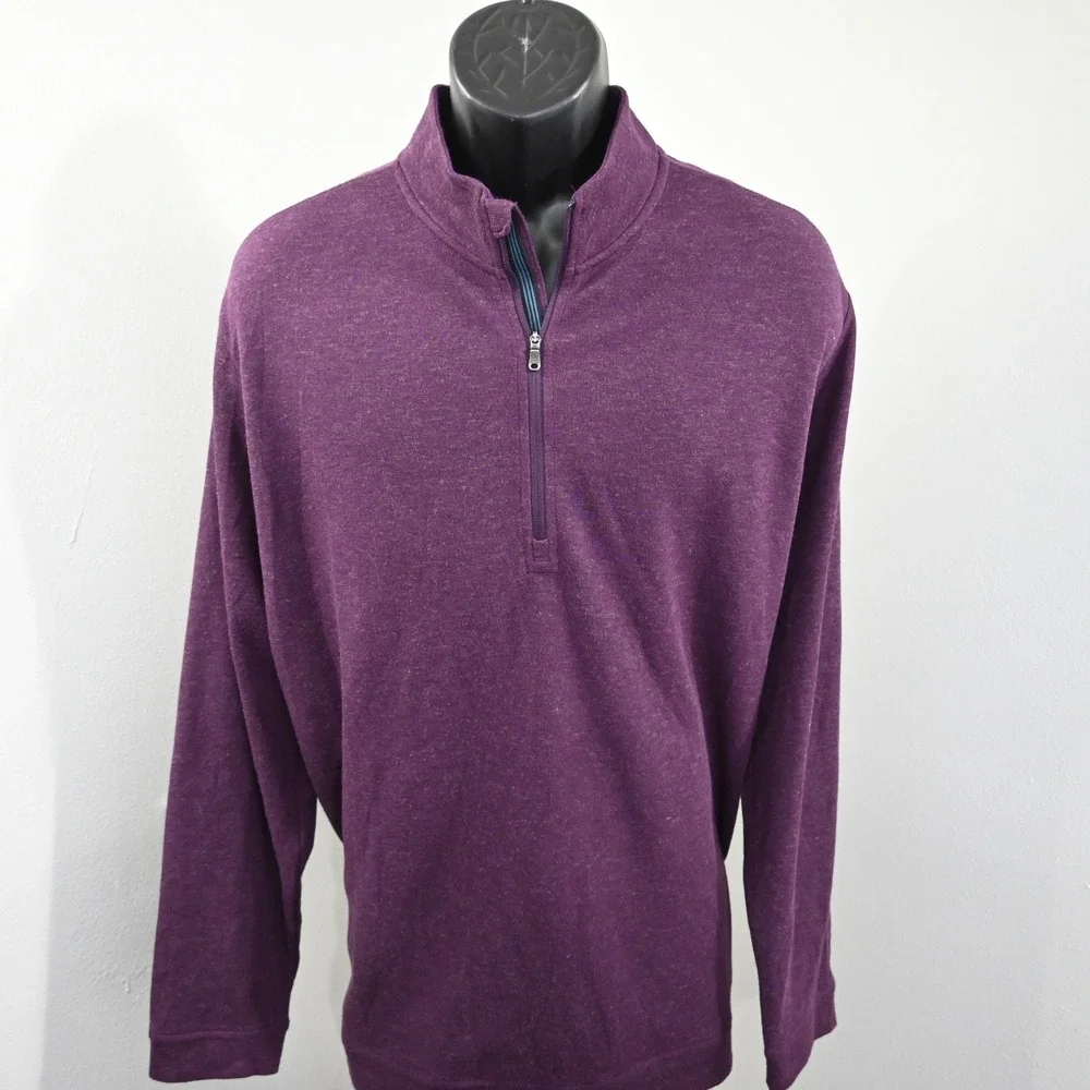 Adidas Pullover Mens 2XL Purple 1/4 Zip‎ Long Sleeve Wool Blend Heathered